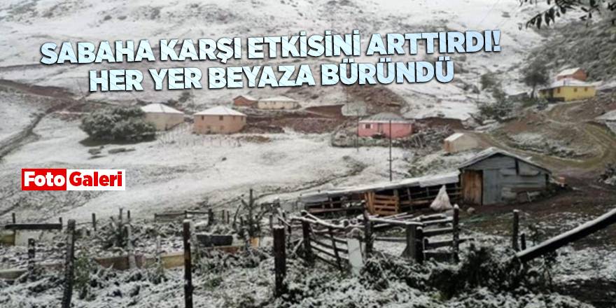 Sabaha karşı etkisini arttırdı! Her yer beyaza büründü