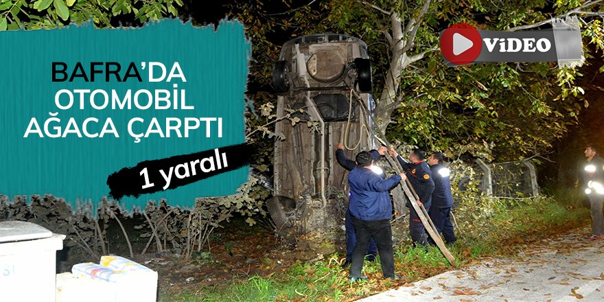 Bafra'da otomobil ağaca çarptı: 1 yaralı