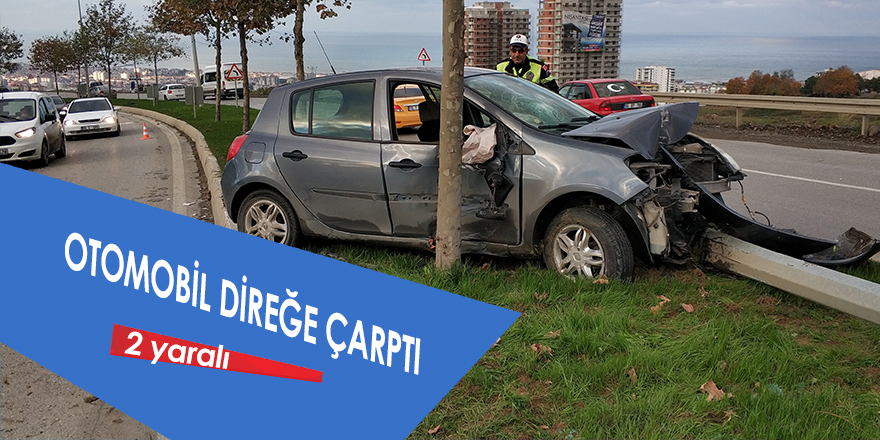 Otomobil direğe çarptı: 2 yaralı