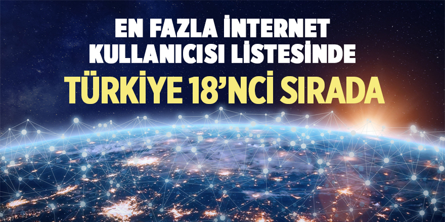 En fazla internet kullanıcısı listesinde Türkiye 18'nci sırada