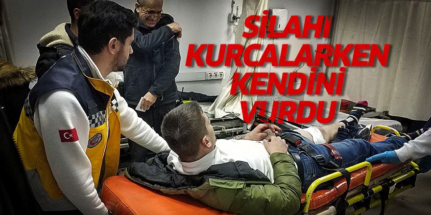 Silahı kurcalarken kendini vurdu