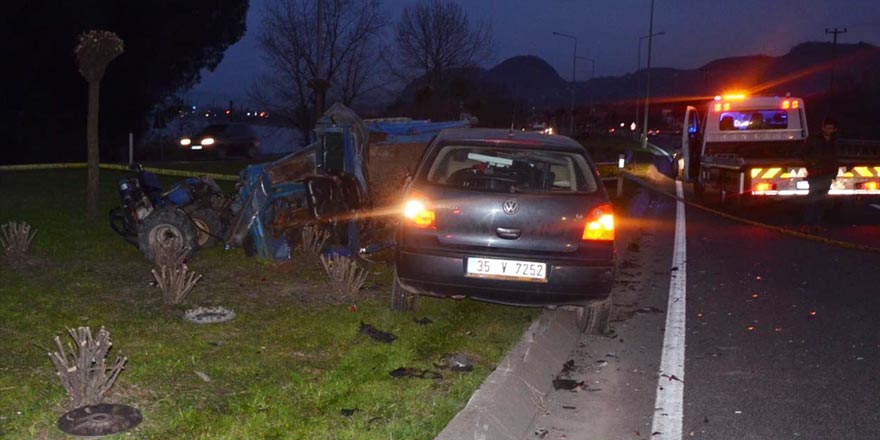 Otomobil ile çapa makinesi çarpıştı: 1 ölü, 3 yaralı