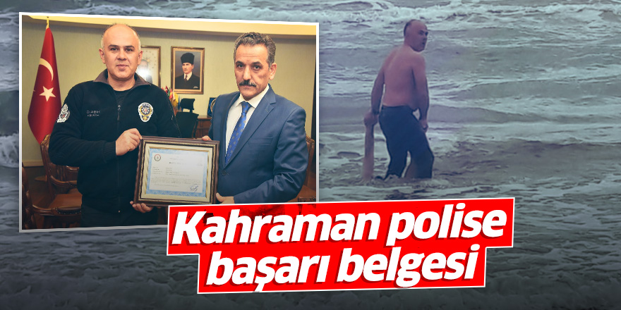 Samsun'da kahraman polise Vali Kaymak’tan başarı belgesi