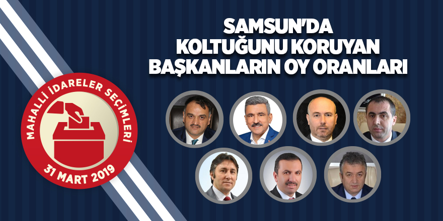 Samsun'da koltuğunu koruyan başkanların oy oranları