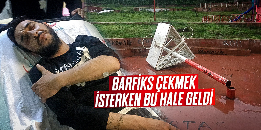 Barfiks çekmek için asıldığı pota devrilince yaralandı