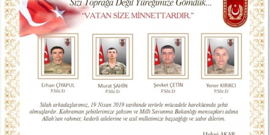 Şehit düşen askerlerimizin kimlikleri belli oldu