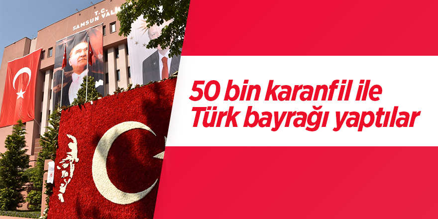 50 bin karanfil ile Türk bayrağı yaptılar