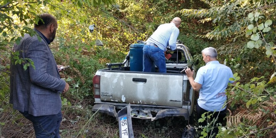 Samsun'da park halindeki araç 1 kilometre ötedeki dereye uçtu