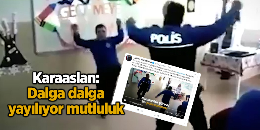 Samsun'da polis ve down sendromlu öğrenci zeybek oynadı