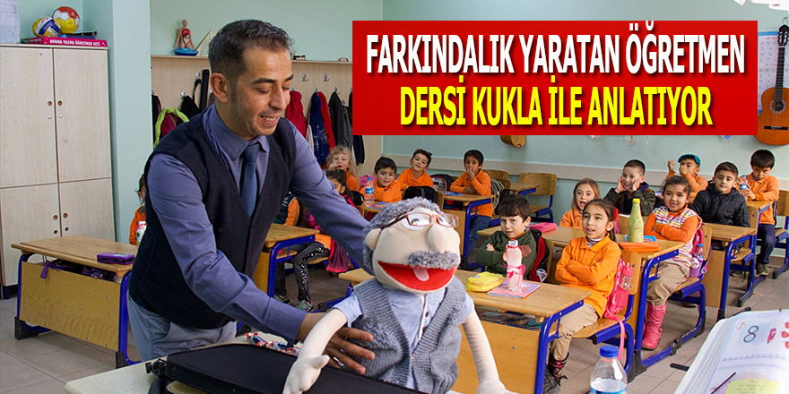 Mahir öğretmen dersleri kukla "Bakkal Amca" ile işliyor