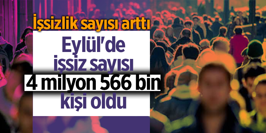 Eylül'de işsiz sayısı 4 milyon 566 bin kişi oldu