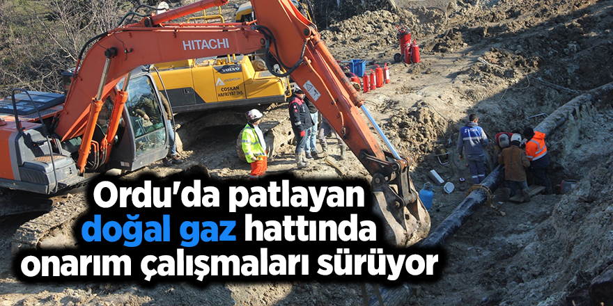 Ordu'da patlayan doğal gaz hattında onarım çalışmaları sürüyor