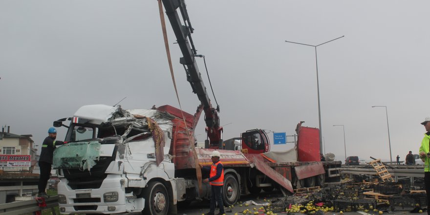 Samsun-Ordu kara yolunda tır devrildi