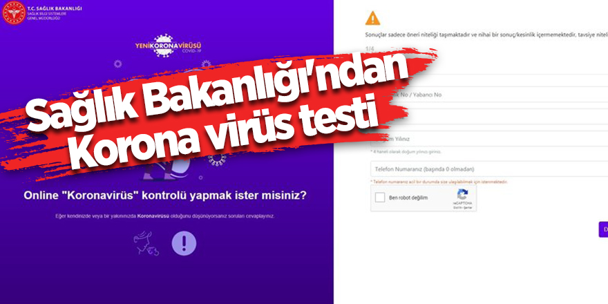 İnternetten Korona virüs testi nasıl yapılır?