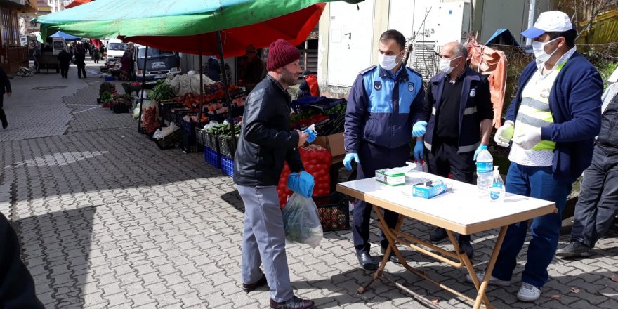 Salıpazarı Belediyesi'nden pazarlarda Korona virüs tedbiri