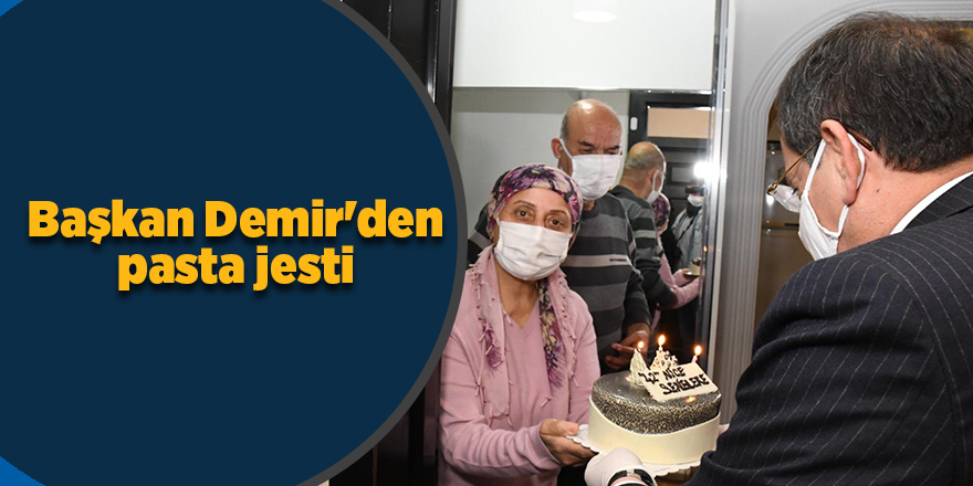 Evlerinden çıkamayan çiftin 42'nci evlilik yıl dönümü pastası Başkan Demir'den