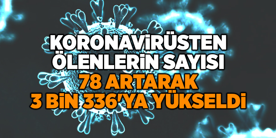 Koronavirüsten ölenlerin sayısı 78 artarak 3 bin 336'ya yükseldi