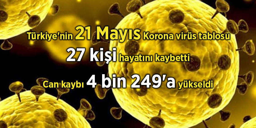 Türkiye'nin 21 Mayıs Korona virüs tablosu