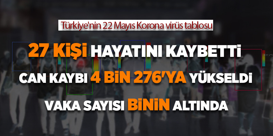 Türkiye'nin 22 Mayıs Korona virüs tablosu