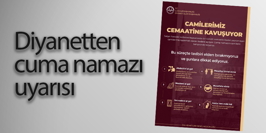 Diyanet cuma namazı tedbirlerini duyurdu