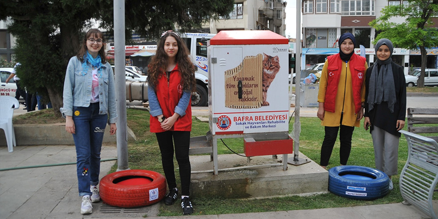 Sokak hayvanları için araba tekerlerinden yatak yaptılar 