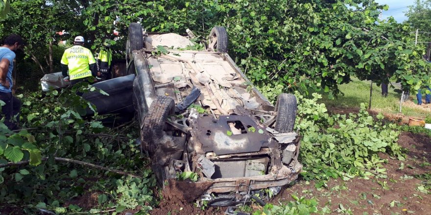 Samsun'da takla atan otomobilden sağ çıktı - samsun haber