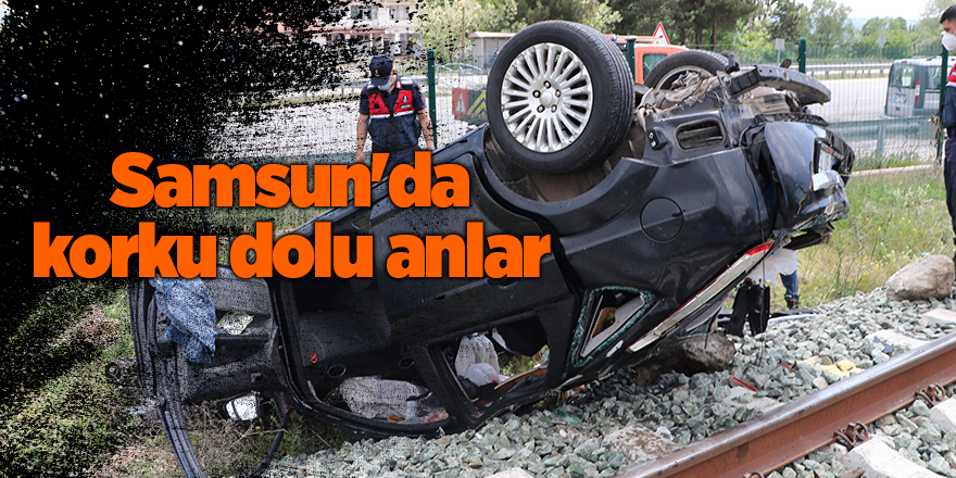 Otomobil demir yoluna devrildi - samsun haber