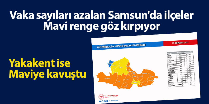 Vaka sayıları azalan Samsun'da ilçeler Mavi renge göz kırpıyor - samsun haber