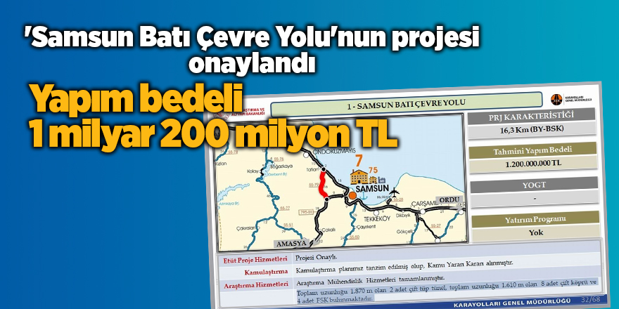 'Samsun Batı Çevre Yolu'nun projesi onaylandı - samsun haber