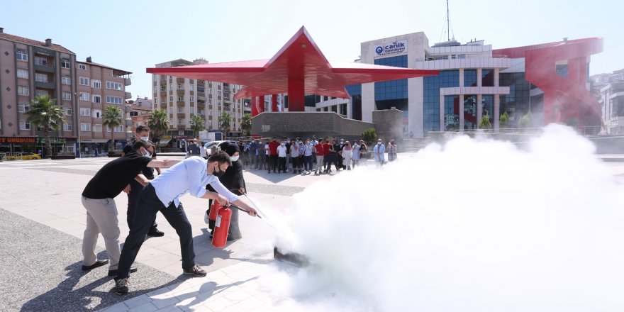 Canik Belediyesi'nden yangın tatbikatı - samsun haber