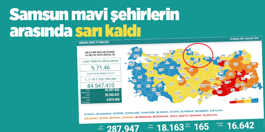 Samsun mavi şehirlerin arasında sarı kaldı - samsun haber