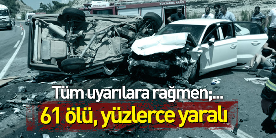 Bayram tatilinde kazalarda 61 kişi öldü, 296 kişi yaralandı