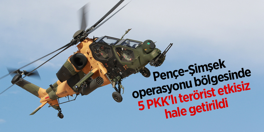 Pençe-Şimşek operasyonu bölgesinde 5 PKK'lı terörist etkisiz hale getirildi