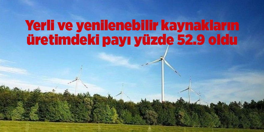 Yerli ve yenilenebilir kaynakların üretimdeki payı yüzde 52.9 oldu