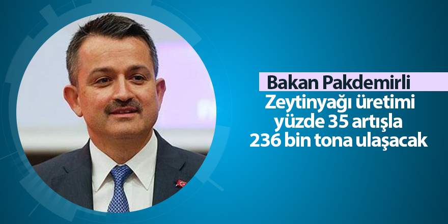 Bakan Pakdemirli:  Zeytinyağı üretimi yüzde 35 artışla 236 bin tona ulaşacak