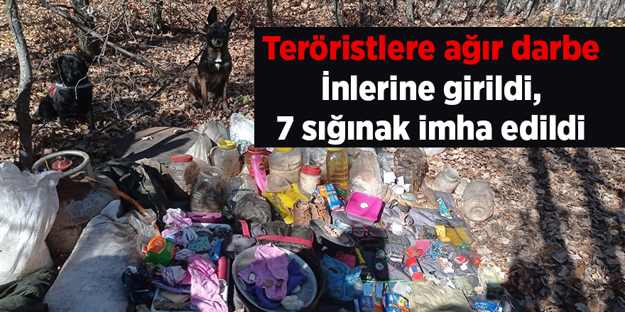 Teröristlere ağır darbe İnlerine girildi, 7 sığınak imha edildi