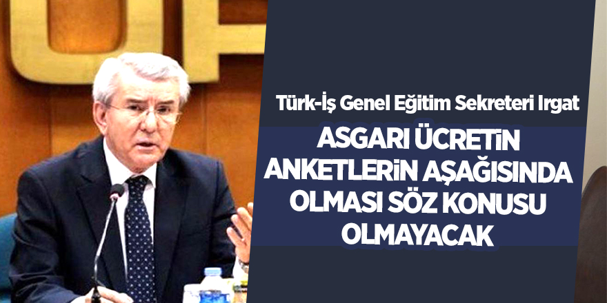 Türk-İş Genel Eğitim Sekreteri Irgat: Asgari ücretin anketlerin aşağısında olması söz konusu olmayacak