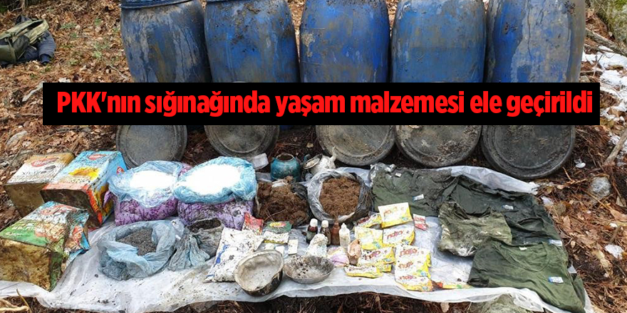 PKK'nın sığınağında yaşam malzemesi ele geçirildi