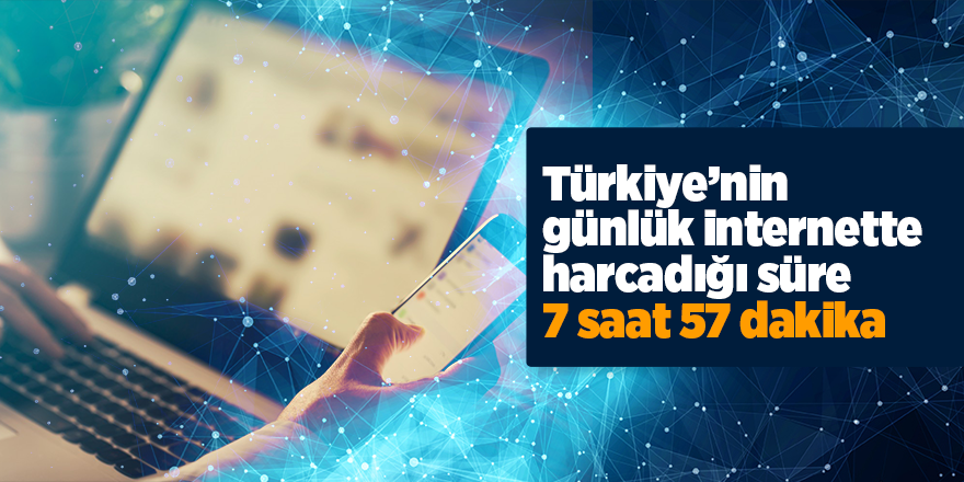 Türkiye’nin günlük internette harcadığı süre 7 saat 57 dakika 