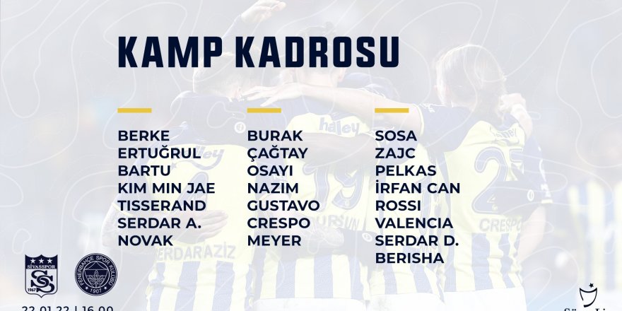 Fenerbahçe'nin Sivasspor kadrosu belli oldu