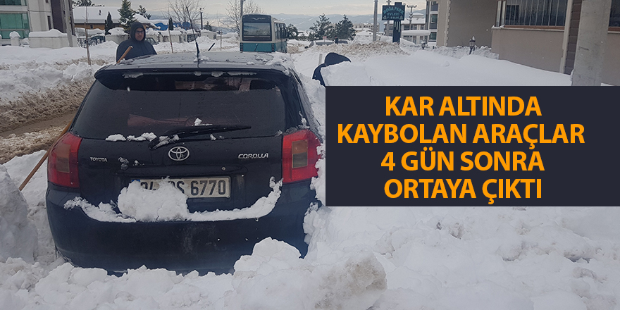 Kar altında kaybolan araçlar  4 gün sonra ortaya çıktı