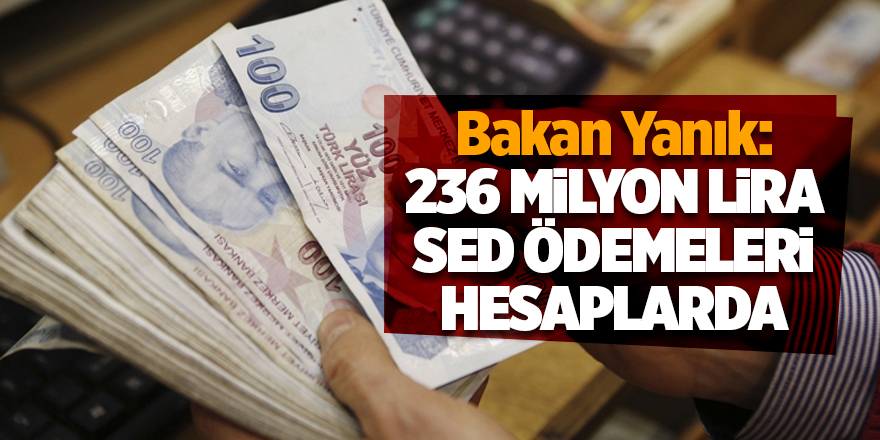 Bakan Yanık: 236 milyon lira SED ödemeleri hesaplarda