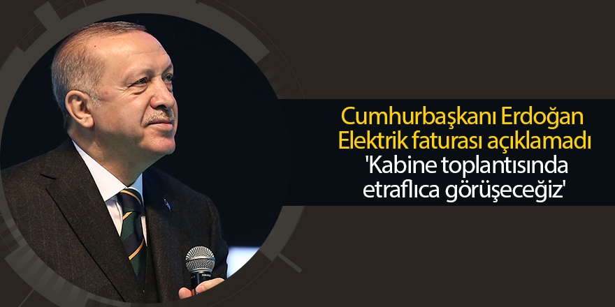 Cumhurbaşkanı Erdoğan  Elektrik faturası açıklamadı  'Kabine toplantısında etraflıca görüşeceğiz'