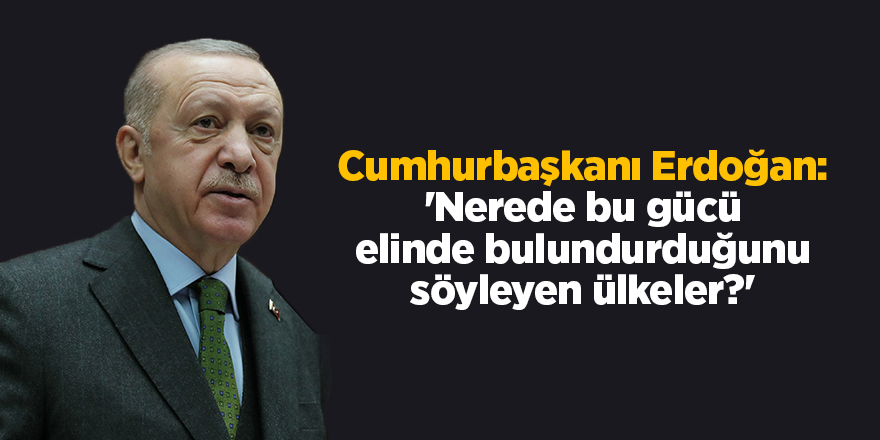 Cumhurbaşkanı Erdoğan: 'Nerede bu gücü elinde bulundurduğunu söyleyen ülkeler?'