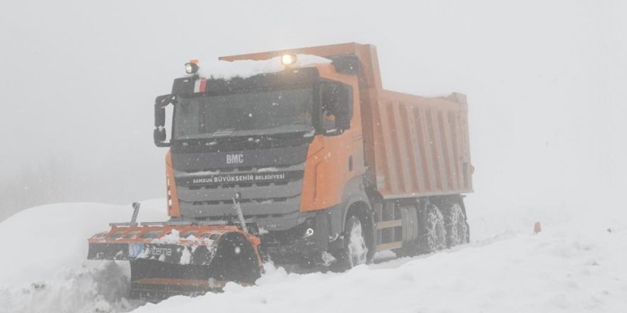 Samsun’da karla kapanan binlerce kilometre yol açıldı - samsun haber 