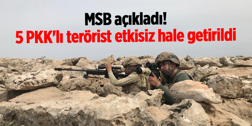 MSB açıkladı! 5 PKK'lı terörist etkisiz hale getirildi