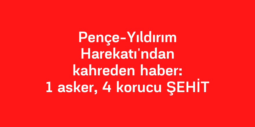 Pençe-Yıldırım Harekatı'ndan kahreden haber: 1’i asker 5 şehit