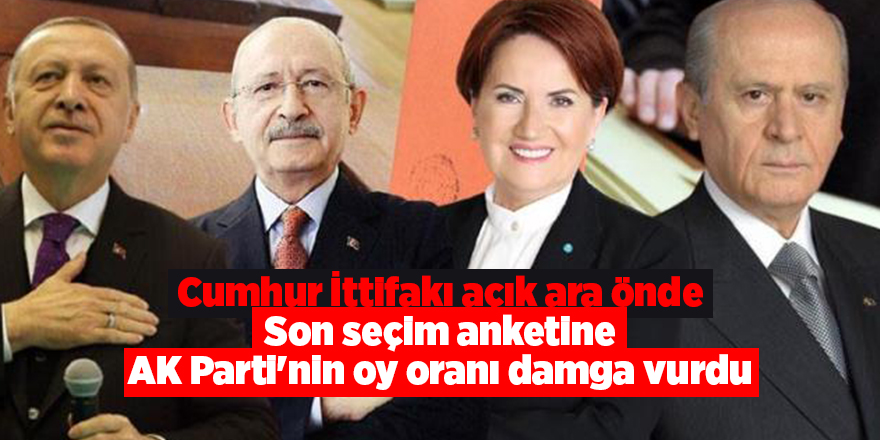 Cumhur İttifakı açık ara önde  Son seçim anketine AK Parti'nin oy oranı damga vurdu