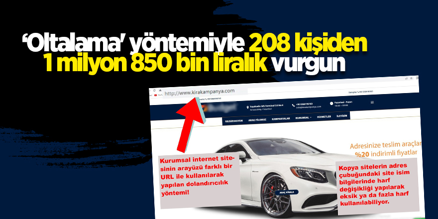 ‘Oltalama' yöntemiyle 208 kişiden 1 milyon 850 bin liralık vurgun