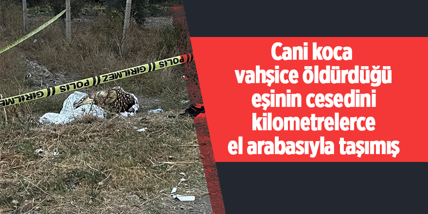 Cani koca vahşice öldürdüğü eşinin cesedini kilometrelerce el arabasıyla taşımış